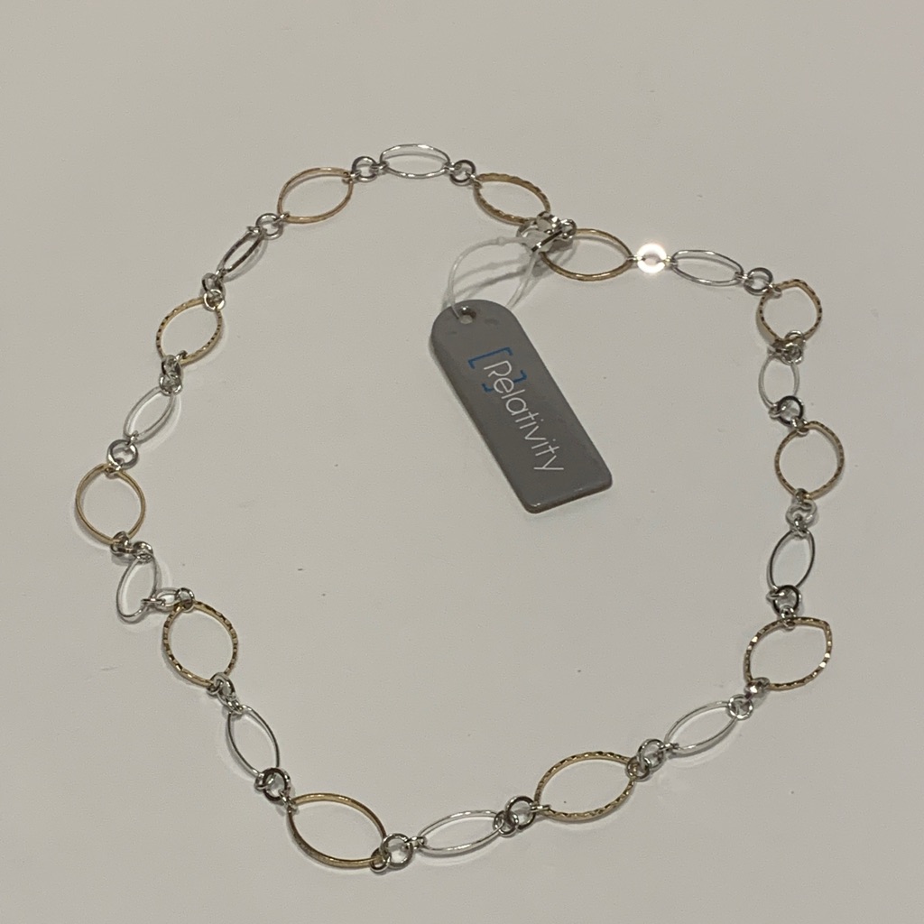Relativity Two-Tone Gold And Silver Loop Chain Necklace 24” New Nwt
